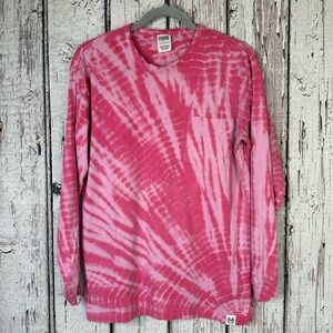Victoria’s Secret PINK Tie Dye Campus Tee XS Pink‎ Long Sleeve Shirt Oversized
